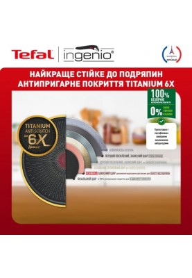 Tefal Набір посуду Ingenio Unlimited, змінна ручка, 3предмети, алюміній, бакеліт, чорний