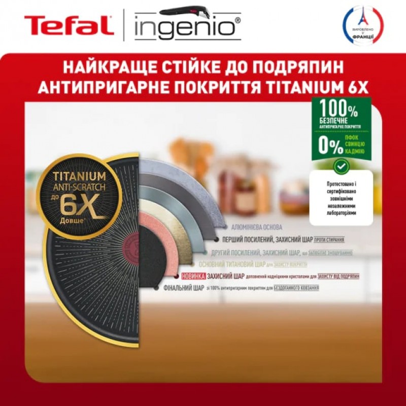 Tefal Набір посуду Ingenio Unlimited, змінна ручка, 3предмети, алюміній, бакеліт, чорний