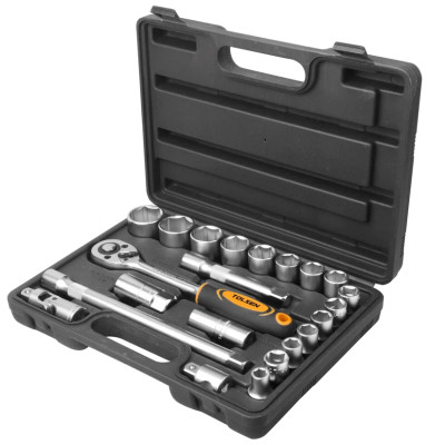 Tolsen Набір інструментів, набір торцевих головок 1/2", 22шт, CrV