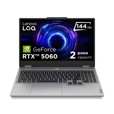 Lenovo Ноутбук Lenovo LOQ 15IRX10 15.6" FHD IPS AG, Intel i7-13650HX, 32GB, F1TB, NVD5070-8, DOS, сірий