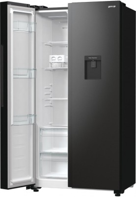 Gorenje Холодильник SBS, 179х67х92см, 2 двері, 353(191)л, А++, NF+, Інв., Зона св-ті, диспенсер, генератор льоду, Зовн. Диспл, чорний