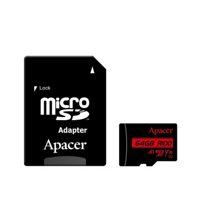 Apacer Карта пам'яті microSD 64GB C10 UHS-I R100MB/s + SD