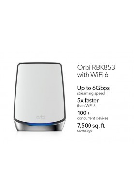 NETGEAR Система WiFi-Mesh Orbi RBK853 AX6000, 3мод, білий