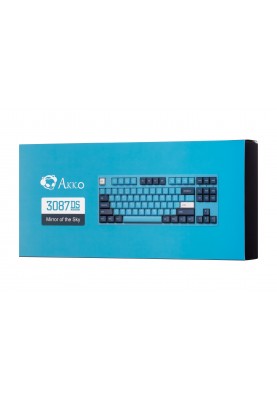 Akko Клавіатура механічна 3087 Mirror of Sky 87Key, Cherry MX Brown, USB-A, EN/UKR, No LED, Блакитний