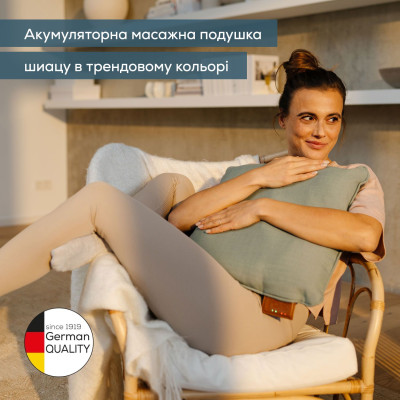 Beurer Массажна подушка для плечей, шиї, спини, ніг, літій- йонний акум., змінний чохол, сірий