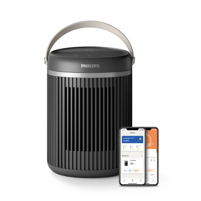 Philips Тепловентилятор Series 3000, 20м2, 2000Вт, електр. упр-ня, кераміч.нагрів.елемент, Wi-Fi, темно-сірий