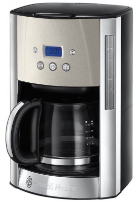 Russell Hobbs Кофеварка крапельна Luna Stone, 1.5л, мелена, LED-дисплей, підігрів чашок, чорно-сріблястий