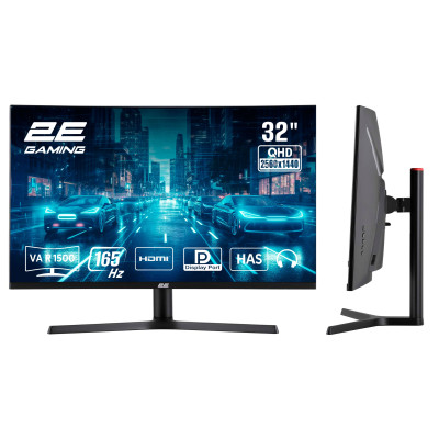 2E Gaming Монітор LCD 31.5" G3223B 2xHDMI, DP, MM, VA, 2560x1440, 165Hz, 1ms, CURVED, G-SYNC, FreeSync