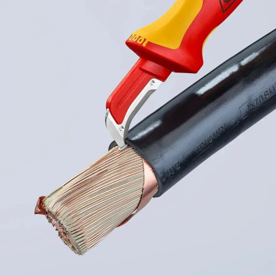 Milwaukee Ніж монтерський KNIPEX, діелектричний, для робіт під напругою 1000В, вигнуте лезо, 180мм, 0.068кг