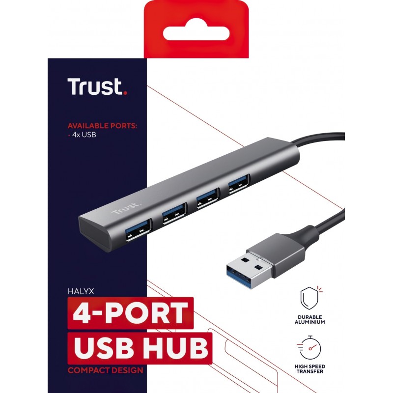 Trust USB-хаб Halyx 4-Port USB-A 3.2 Grey