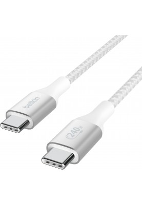 Belkin Кабель USB-C > USB-C заряджання/синхронізації 2м, 240Вт, Type-C, плетений, білий