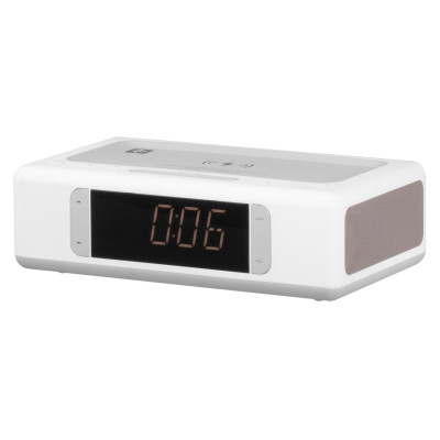 2E Акустична док-станція SmartClock Wireless Charging, Alarm Clock, Bluetooth, FM, USB, AUX White