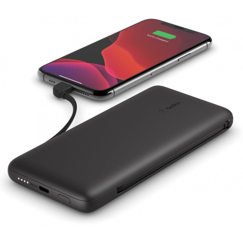 Belkin Універсальна літієва батарея Power Bank 10000mAh 23W integrated cables Black