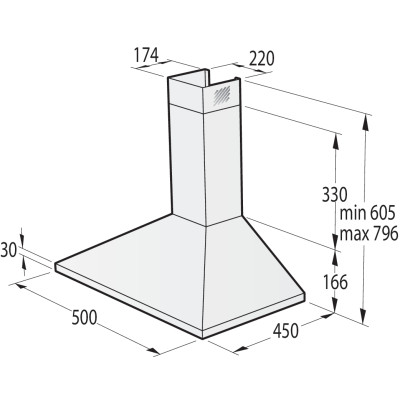 Gorenje Витяжка купольна, 50см, 450м3г, нерж