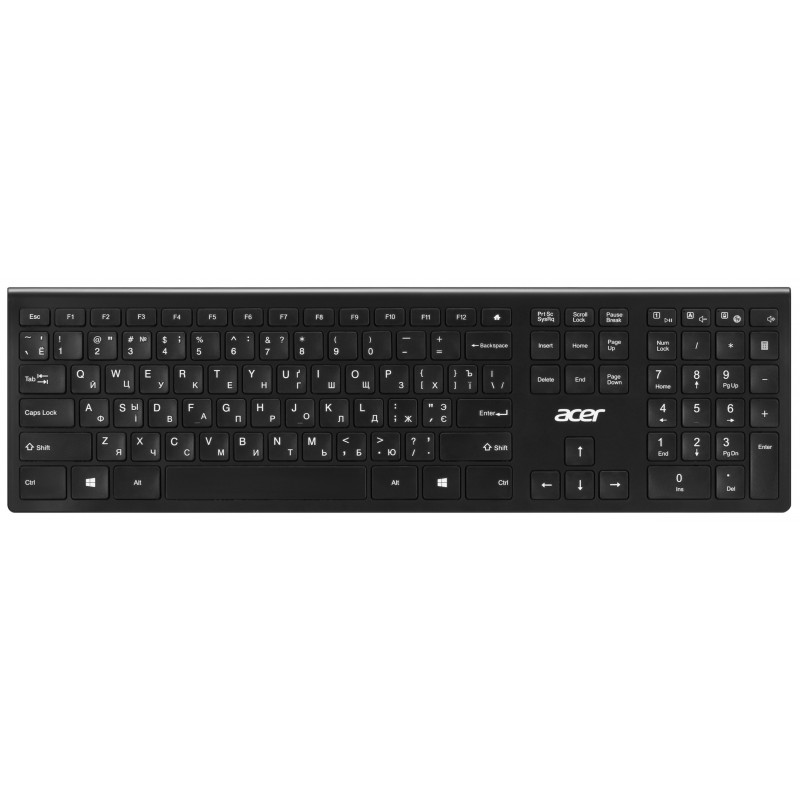 Acer Клавіатура OKR020, 109key, WL, EN/UKR/RU, чорний