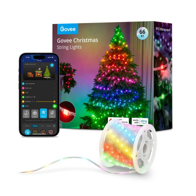 Govee Гірлянда Smart LED H70C2 Christmas Light, 200 Leds, RGBIC, IP65, 20м, кабель прозорий