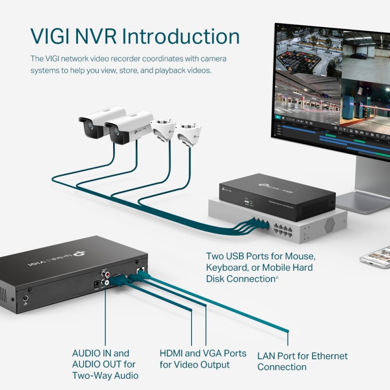 TP-Link IP-Відеорегістратор VIGI NVR1008H 8 каналів, 2xUSB, H265+, 1xHDD, до 10 ТБ