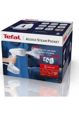 Tefal Відпарювач компактний ACCESS'STEAM POCKET, 1300Вт, постійна пара - 20гр, біло-блакитний