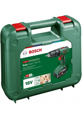 Bosch Шурупокрут-дриль акумуляторний EasyImpact 18V-40 18В 1х1.5А·год 20·38Нм 0-430·0-1650об·хв кейс ЗП 1.4кг