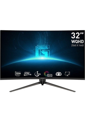 MSI Монітор 31.5" G32CQ5P 2xHDMI, DP, Audio, VA, 2560x1440, 170Hz, 1ms, sRGB 115%, CURVED, AdaptiveSync, HAS