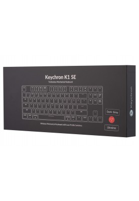 Keychron Клавіатура механічна K1SE 87Key, Gateron Red, BT/USB-A, Low Profile, EN/UKR, RGB, Black