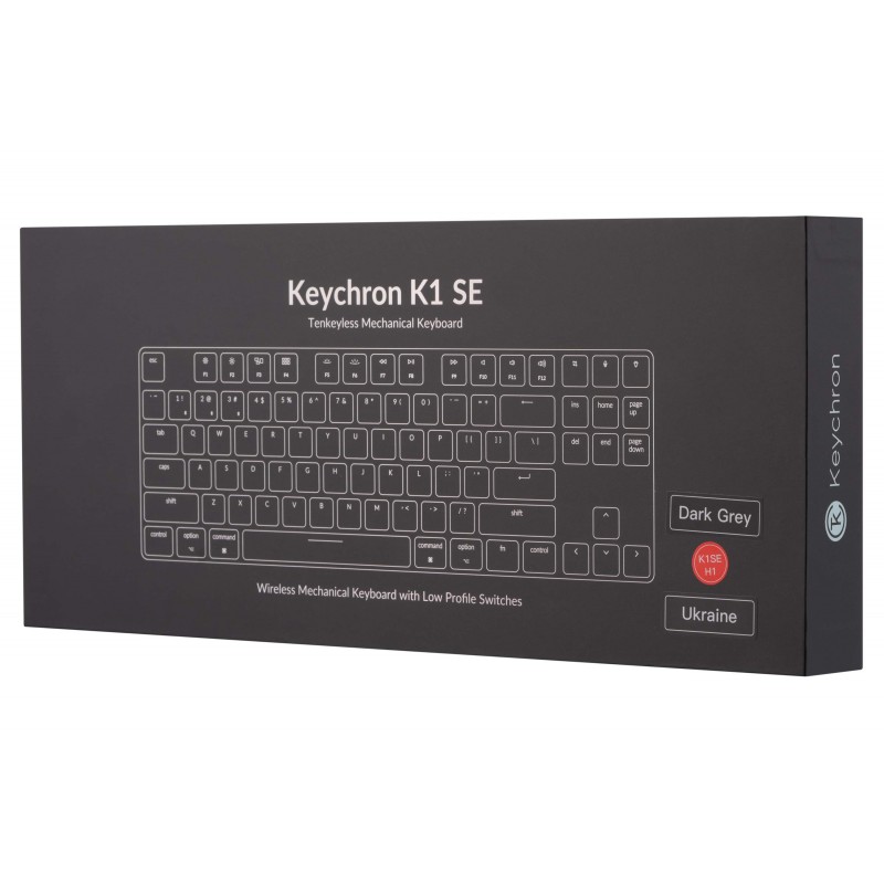 Keychron Клавіатура механічна K1SE 87Key, Gateron Red, BT/USB-A, Low Profile, EN/UKR, RGB, Black