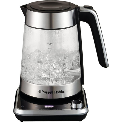 Russell Hobbs Електрочайник Attentiv Kettle, 1.7л, Strix, скло, база зі сховищем для шнура, сірий