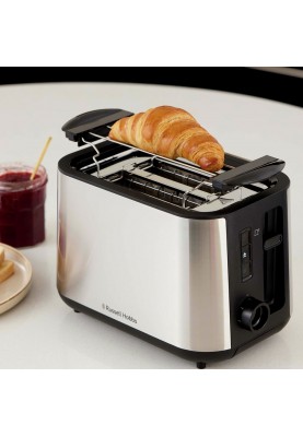 Russell Hobbs Тостер Heaton, нержав., підігрів, розморожування, чорний+нерж