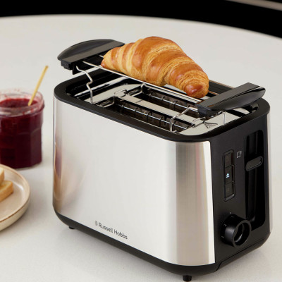 Russell Hobbs Тостер Heaton, нержав., підігрів, розморожування, чорний+нерж