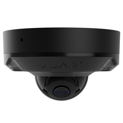 Ajax IP-Камера дротова DomeCam Mini HL black, 8мп, 4мм, гібридне підсвічування IR 35м, білий Led 50м, Poe, True WDR, IP 65, ІЧ 30м, аудіо, кут огляду 75° до 85°, міні купольна, чорна