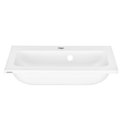 ARDESTO Раковина, умивальник ARDESTO Alba, штучний камінь, прямокут., з отвором для змішувача, з отвором для переливу, 550x450x125мм, накладний, білий