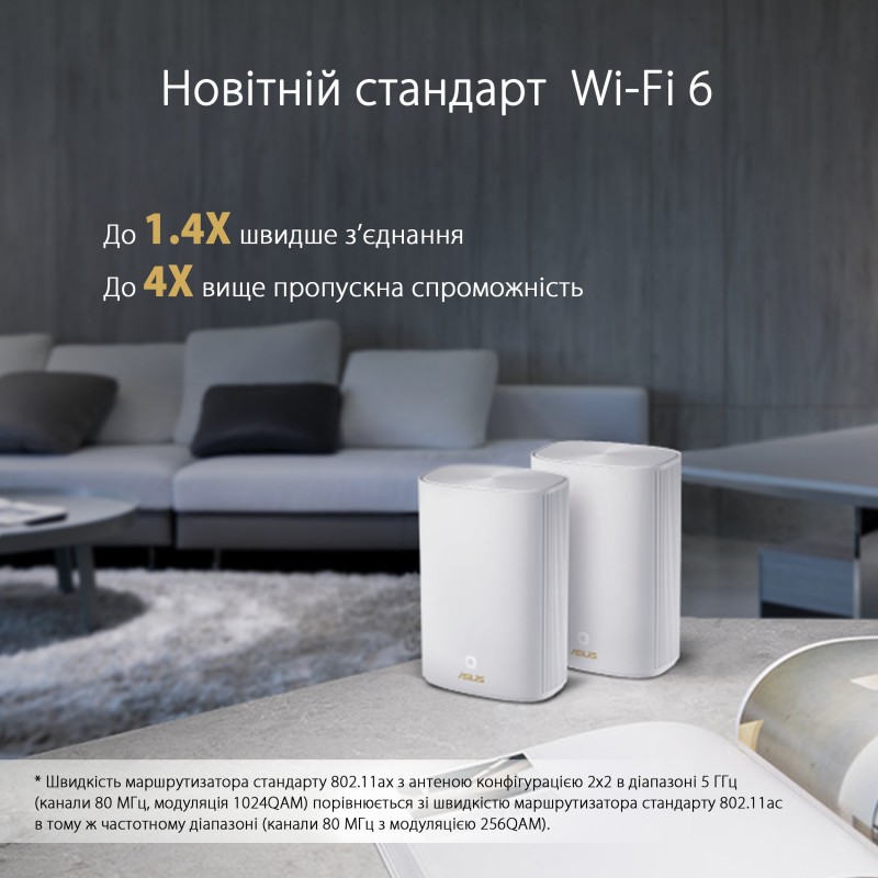 ASUS Маршрутизатор ZenWiFi AX Hybrid XP4 2PK AX1800 AV1300