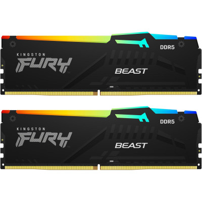 Kingston Пам'ять ПК Kingston DDR5 64GB KIT (32GBx2) 6400 FURY Beast RGB XMP
