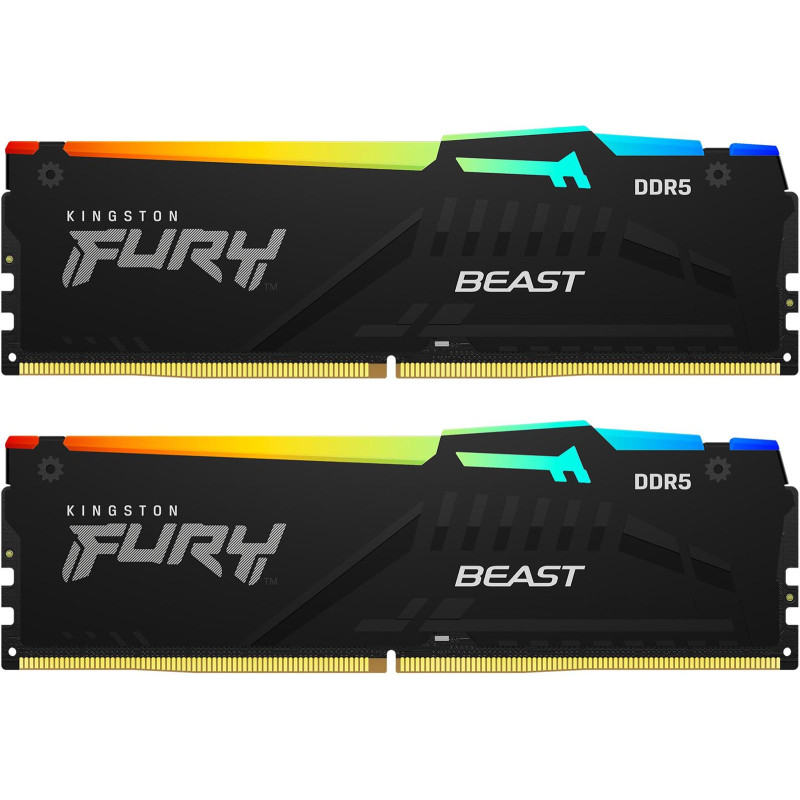 Kingston Пам'ять ПК Kingston DDR5 64GB KIT (32GBx2) 6400 FURY Beast RGB XMP