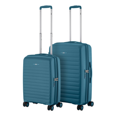 2E Набір валіз 2E, Aero, поліпропілен, (M+S), TSA, 4 колеса, EXP, синій