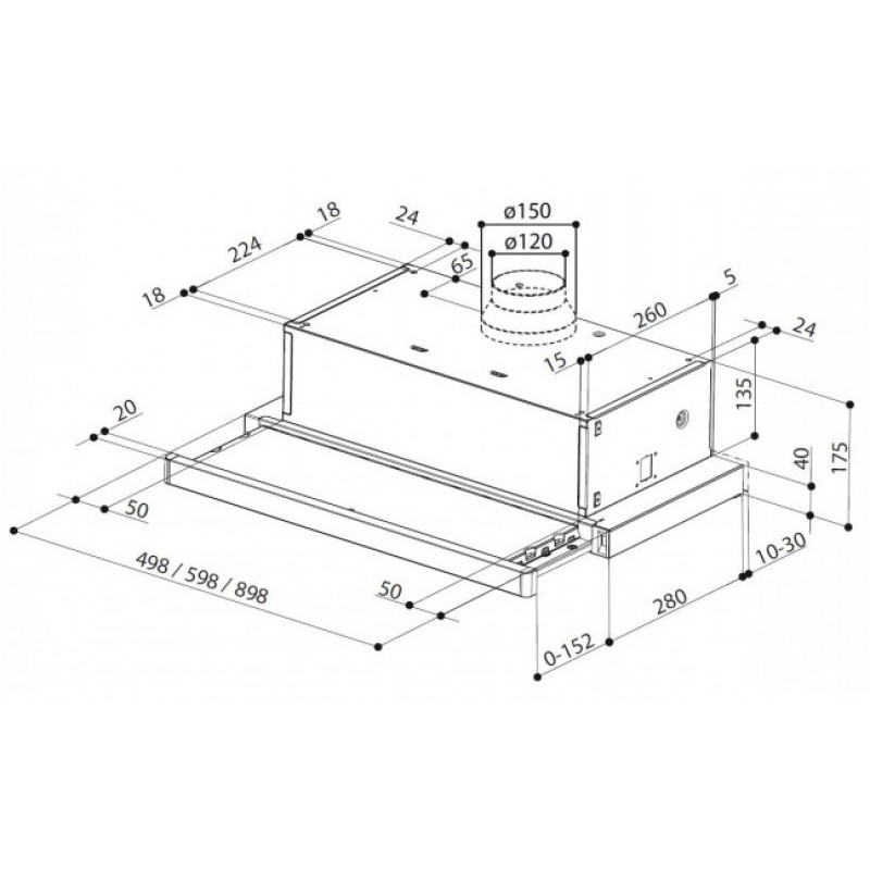 Faber Витяжка телескоп, 50см, 701м3г, Flexa Ng Hip Bk A50, чорний