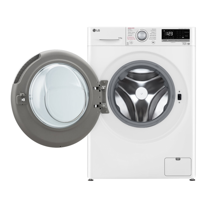 LG Прально-сушильна машина фронтальна, 9(5)кг, 1200, А, 48см, дисплей, пара, інвертор, білий