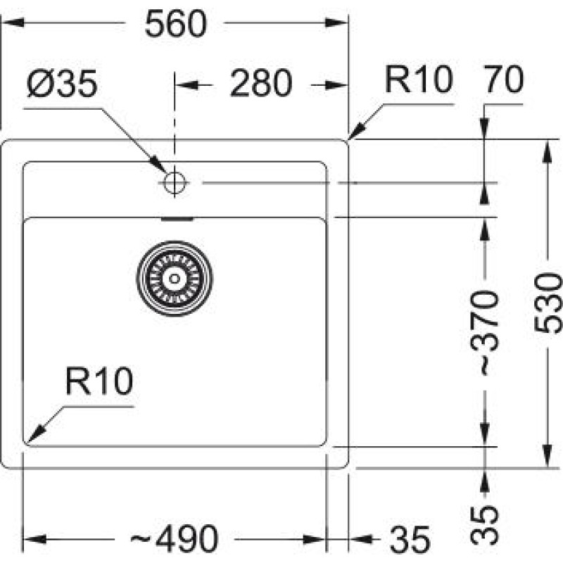 Franke Мийка кухонна Sirius тектонайт, прямокут., без крила, 560х530х200мм, чаша - 1, врізна, сірий граніт