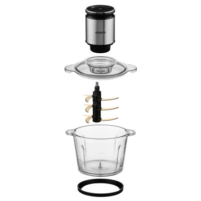 ARDESTO Подрібнювач Ardesto, 800Вт, чаша 3000мл, скло, корпус-нерж. сталь, чорний