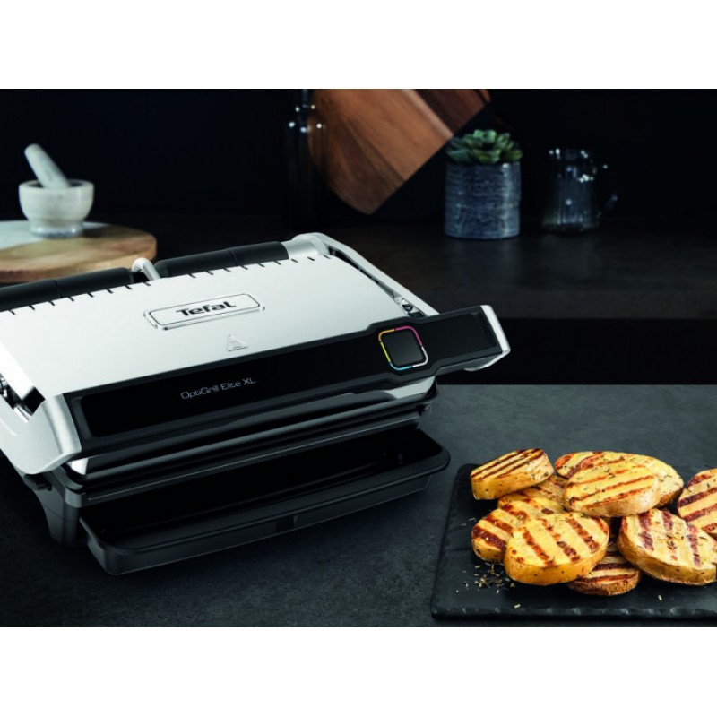 Tefal Гриль прижимний OptiGrill Elite XL 2200Вт, темп. режимів-16, з`ємні пластини, метал