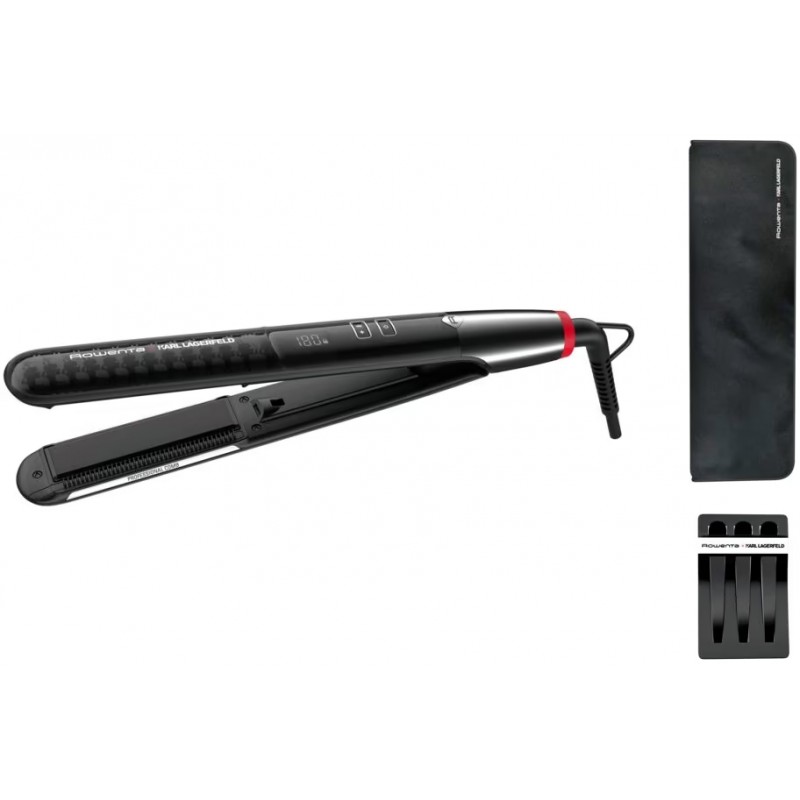 Rowenta Випрямляч х Karl Lagerfeld K/Pro Stylist Straightener, 140-210С, дисплей, іонізація, кейс, кераміка, чорний