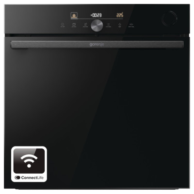 Gorenje Духовий шафа електричний, 77л, A+, пара, дисплей, Wi-Fi, чорний