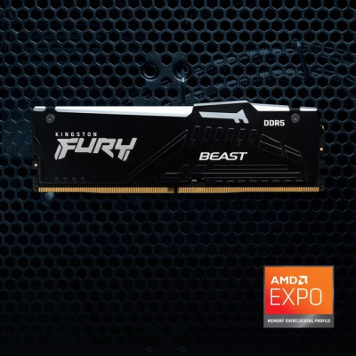 Kingston Пам'ять ПК DDR5 128GB KIT (64GBx2) 5600 FURY Beast RGB