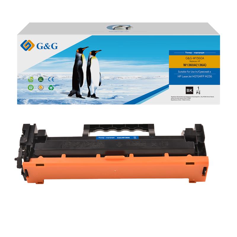 G&G Картридж до HP 136A LJ M211/M212/M236 Black (1150 стор) - чіп без лічильника!