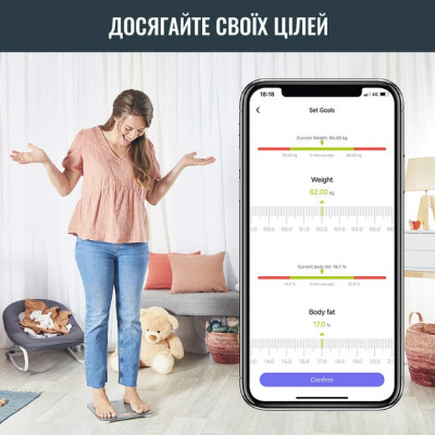 Tefal Ваги підлогові Goodvibes Life, 160кг, Bluetooth, AAAx3 в комплекті, скло, сірий