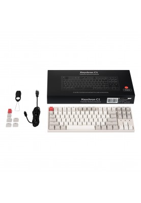 Keychron Клавіатура механічна C1 87Key, Gateron G pro Red, USB-A, EN/UKR, No Led, Сірий