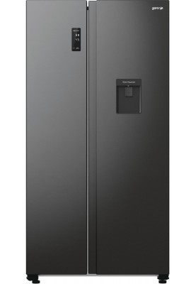 Gorenje Холодильник SBS, 179х67х92см, 2 двері, 353(191)л, А++, NF+, Інв., Зона св-ті, диспенсер, генератор льоду, Зовн. Диспл, чорний