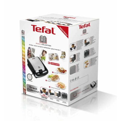 Tefal Мультимейкер Snack collection 700Вт, тефлон, 2 пластини, корпус-нержав.сталь/пластик, чорний