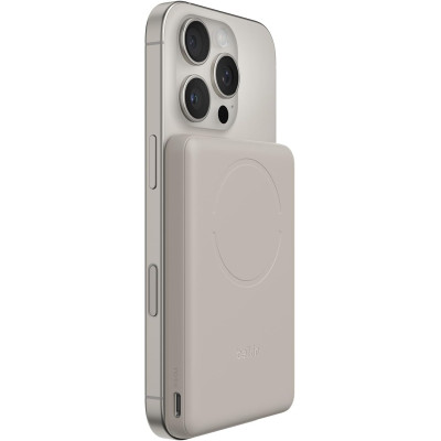 Belkin Акумулятор портативний літій-іонний Power Bank Belkin 5000мА·год, 15Вт/Qi2 7.5Вт, Slim Magnetic Ring, пісочний