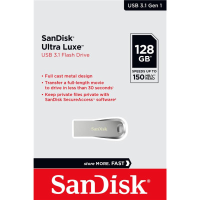 SanDisk Накопичувач 128GB USB 3.2 Type-A Ultra Luxe Срібний